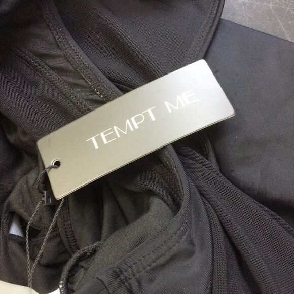 NEW Tempt Me Black One Piece Swimsuit Sheer Insert Tummy Control Size XL NWT - Picture 7 of 7